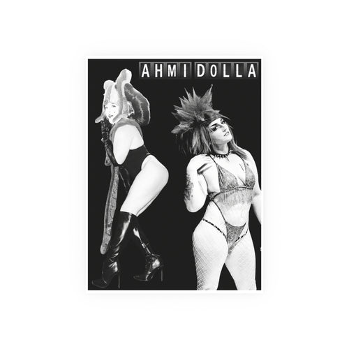 Ahmi Dolla Black & White Satin Poster — Retro Pinup Drag Art Print